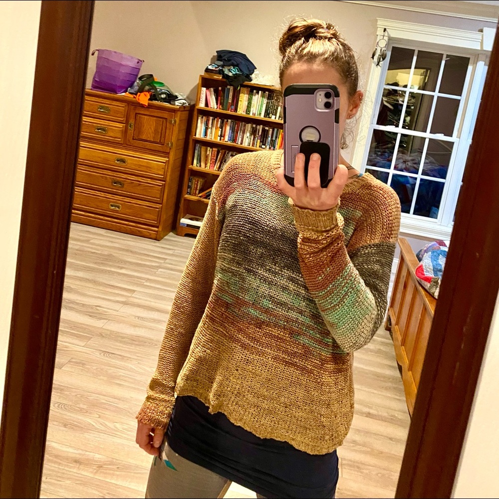 Colorful chunky knit sweater